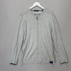 Scotch & Soda Full Zip Sweater Mens XL Gray Cotton Wool Knit Cardigan Minimalist